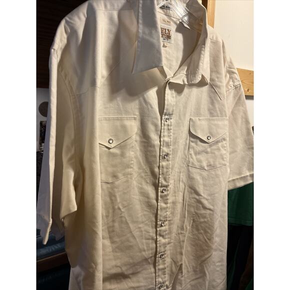 Ely Cattleman Vintage Men’s 20 White Cotton Blend Pearl Snap Western Shirt - Picture 7 of 12